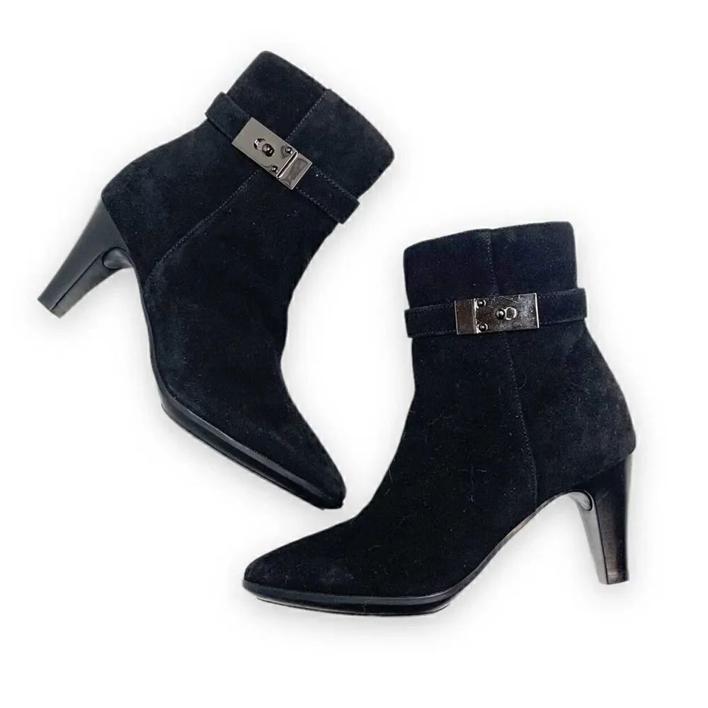 Aquatalia 'Danele' Weatherproof Almond Toe Suede Boot Black Women’s Size 7 (M16) - Picture 4 of 10